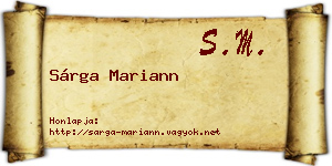 Sárga Mariann névjegykártya