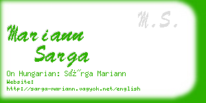 mariann sarga business card